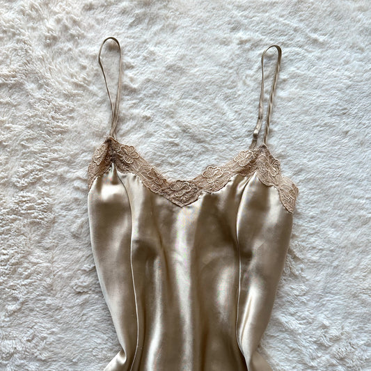 1990's golden satin princess slip