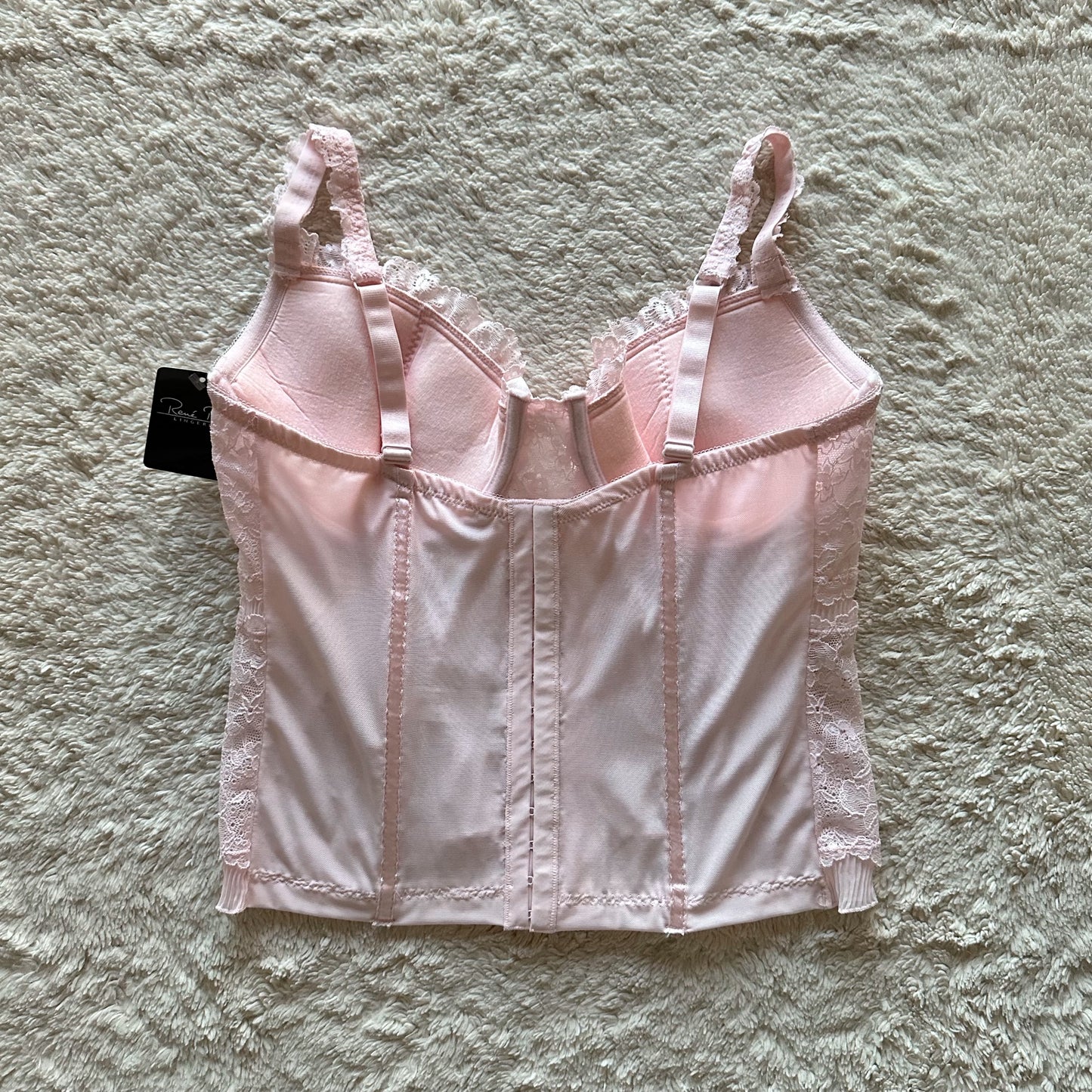 2000's powder pink lace bustier + panty set