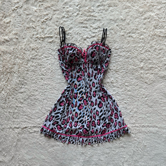 2000's flirty animal print slip dress