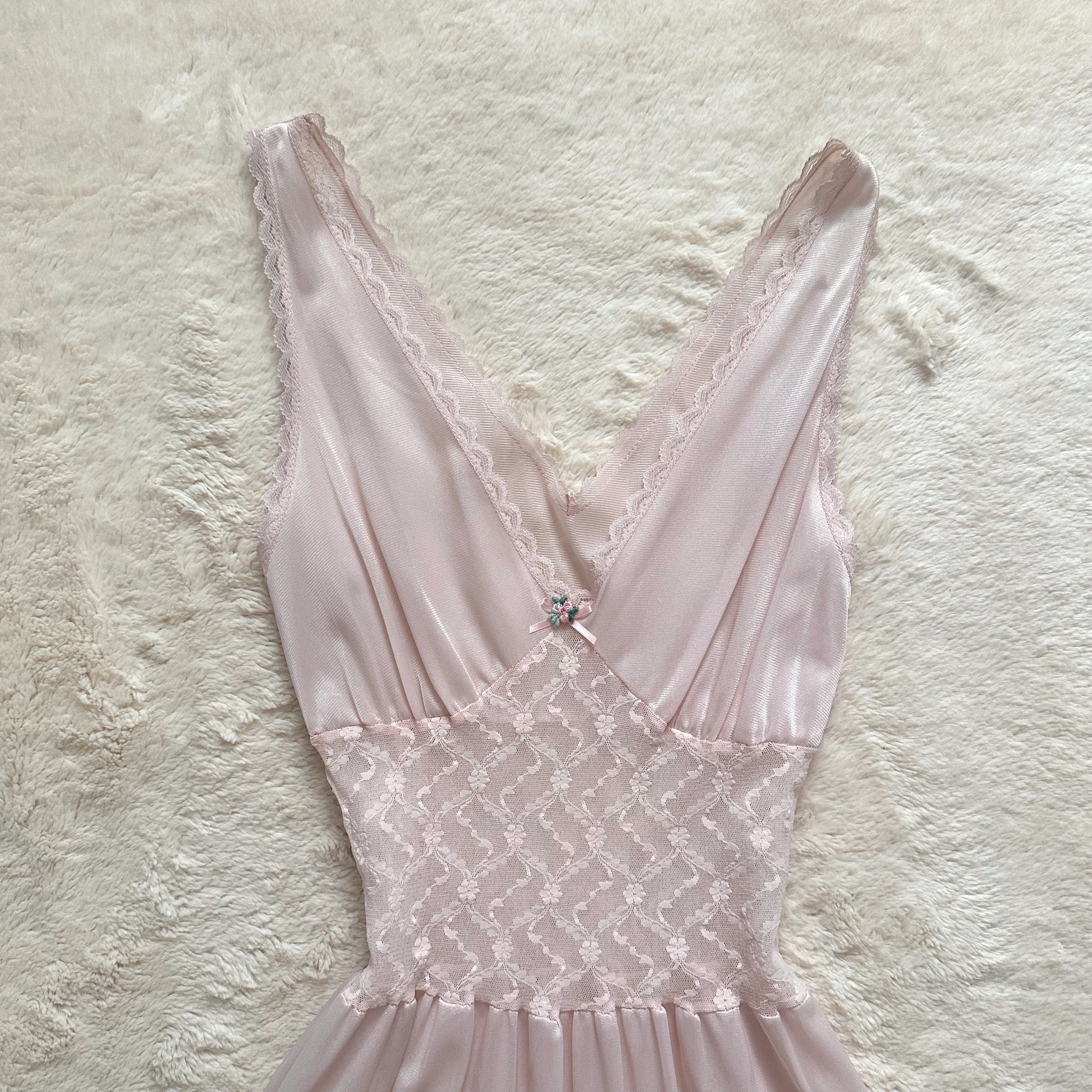 1990's powdered petal slip dress