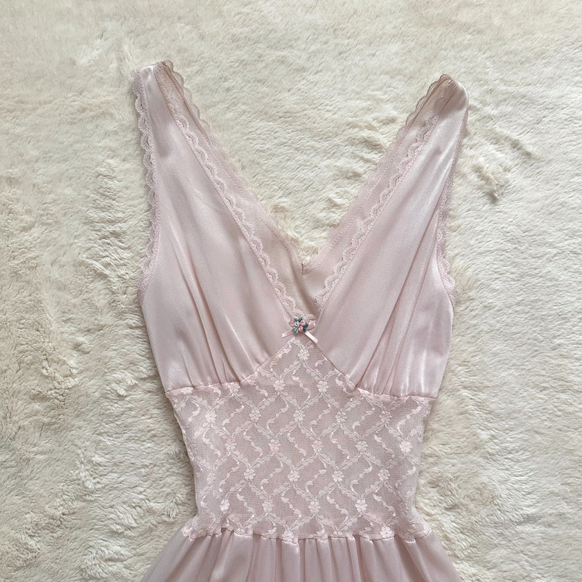 1990's powdered petal slip dress