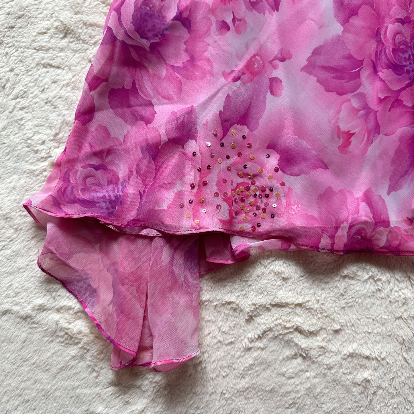 1990's fuchsia flutter dress