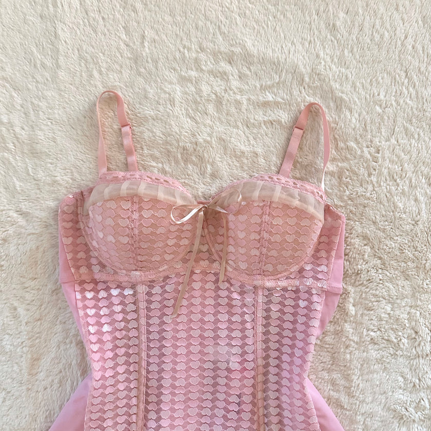 2000's candy hearts bustier set