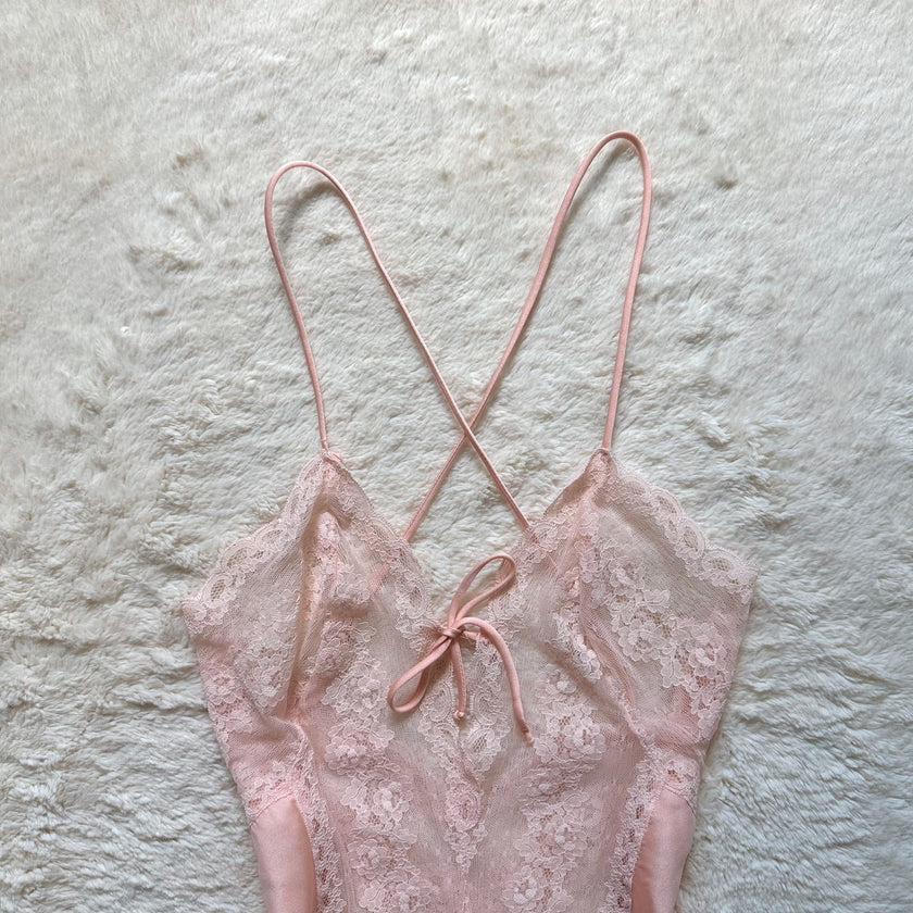 2000's blush whisper teddy bodysuit