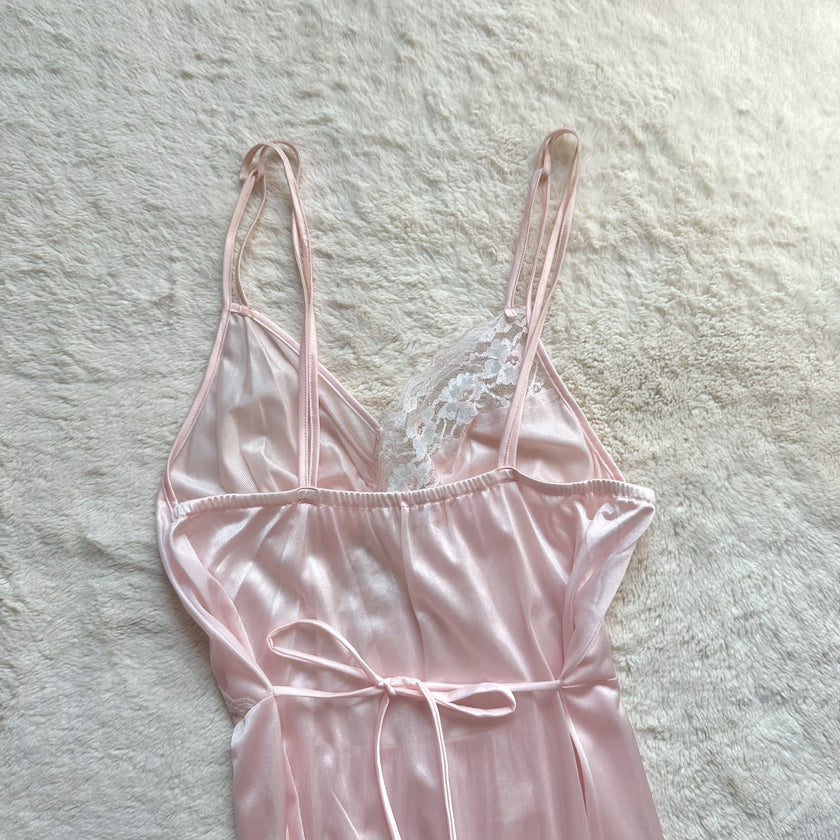1980's pink satin serenade negligee