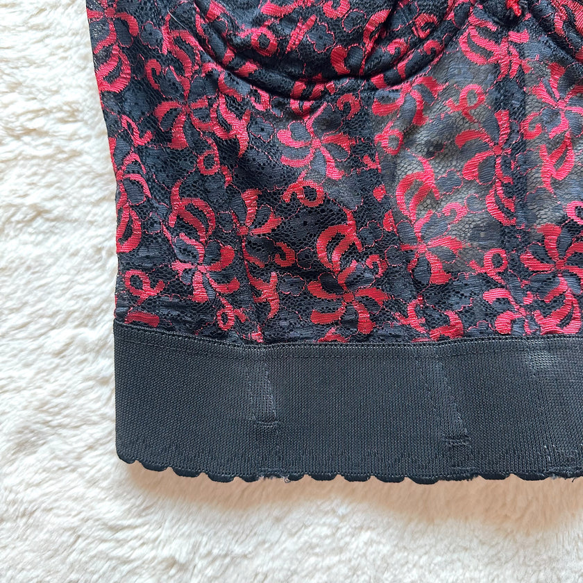 1990's rouge ribbon corset