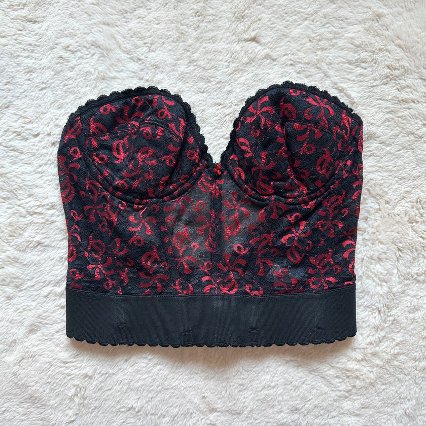 1990's rouge ribbon corset