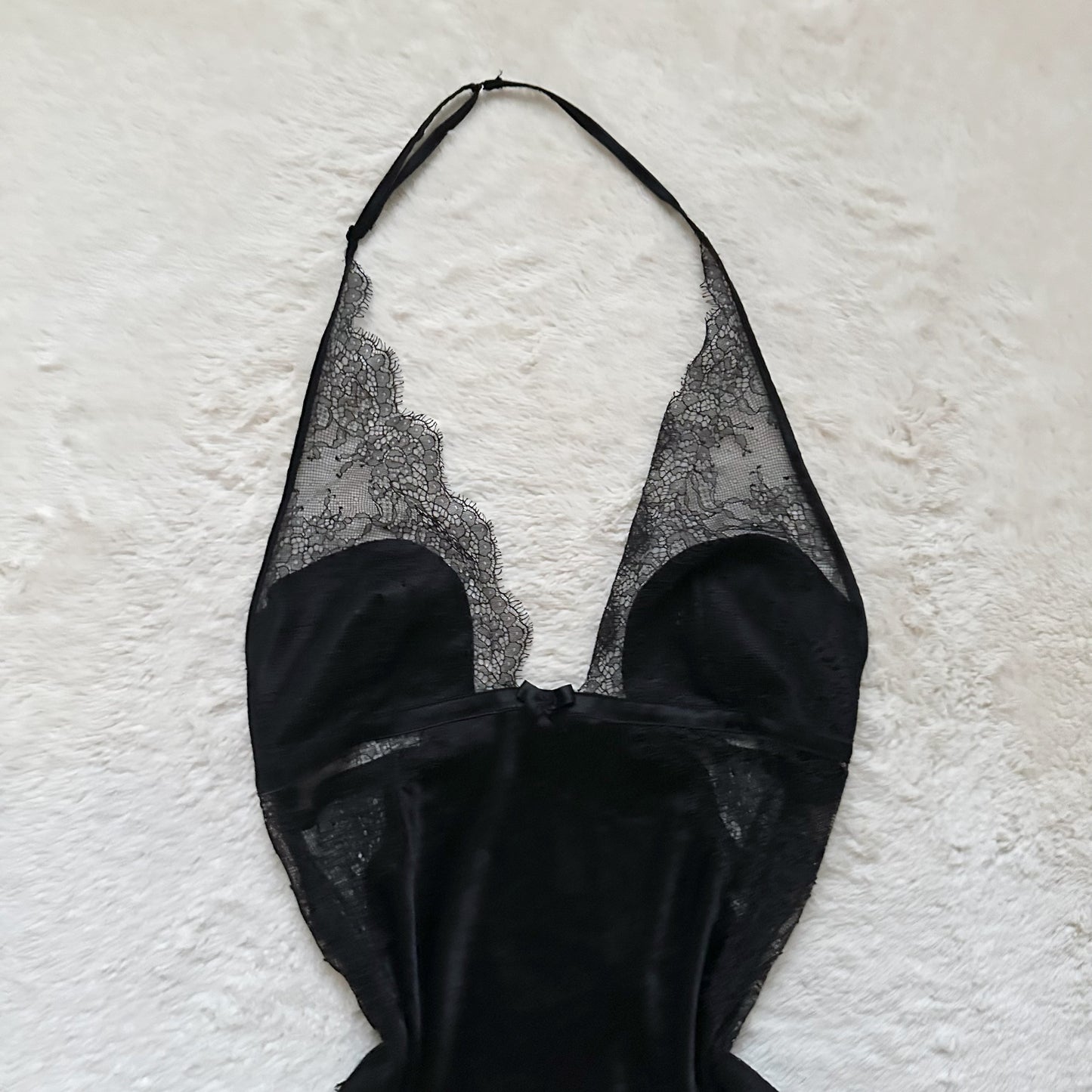 2013 black satin lace halter slip dress