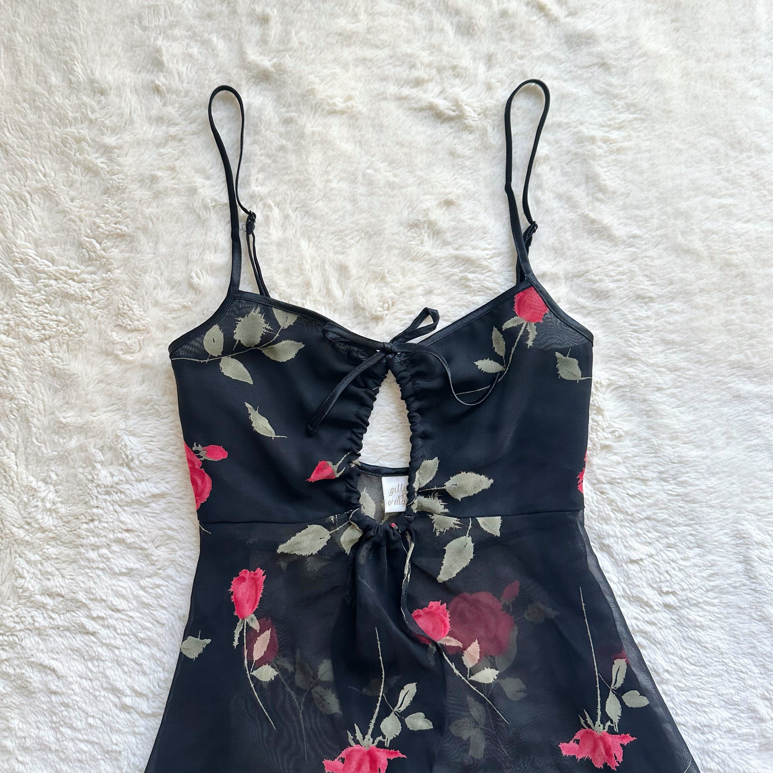 1980's wild rose slip dress + panty