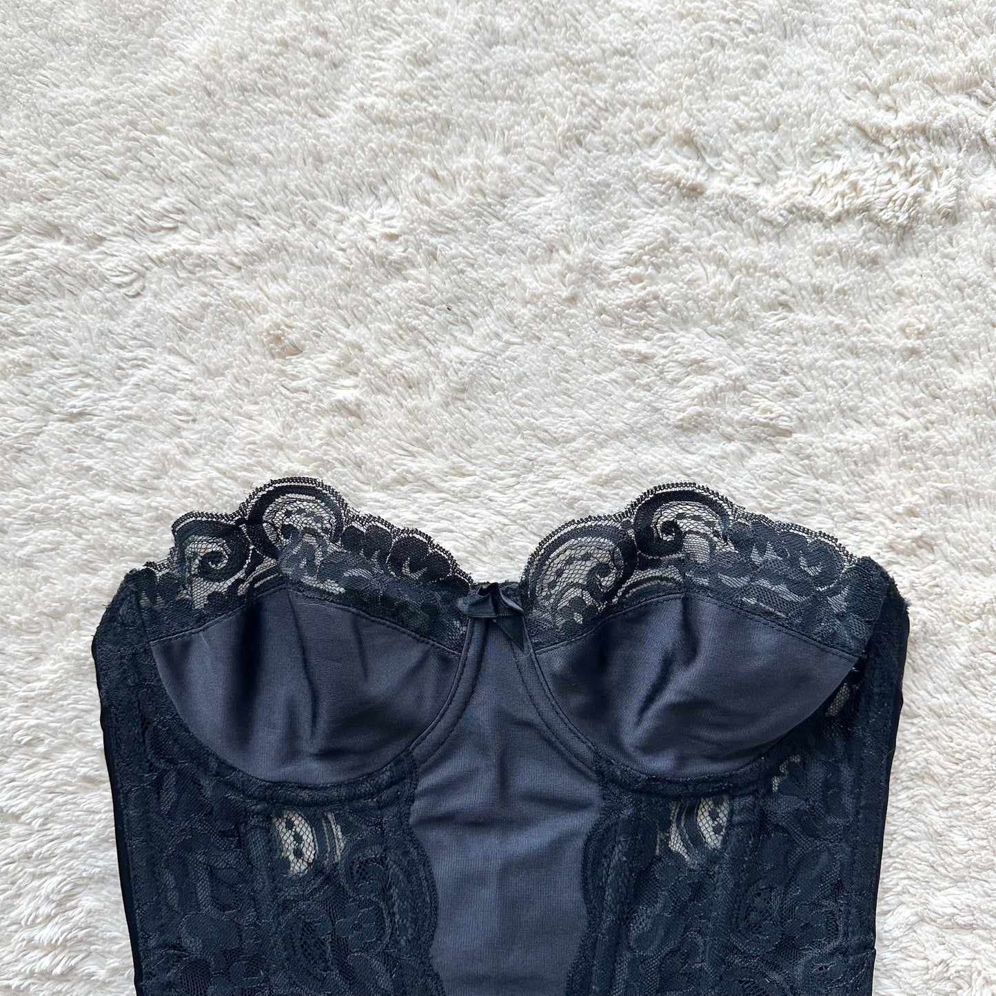 1970 black backless corset bustier