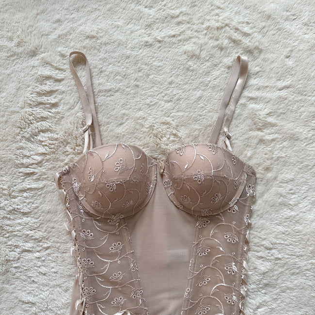 2000's cream petal bustier