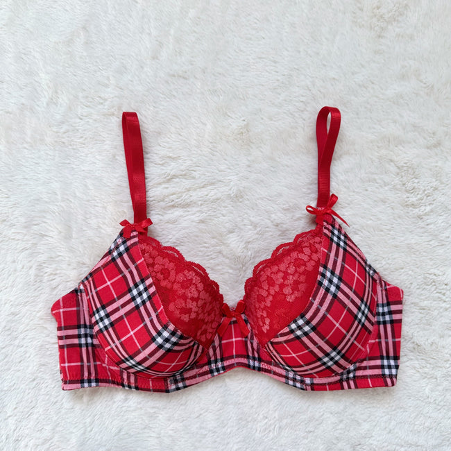 2000's cabin plaid bra + panty set