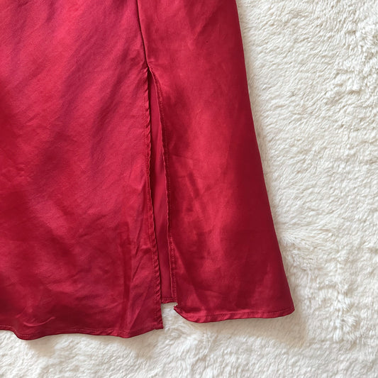 1980's 100% silk ruby slip dress