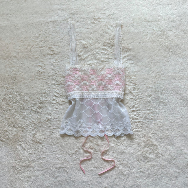 2000's laced in ribbon camisole