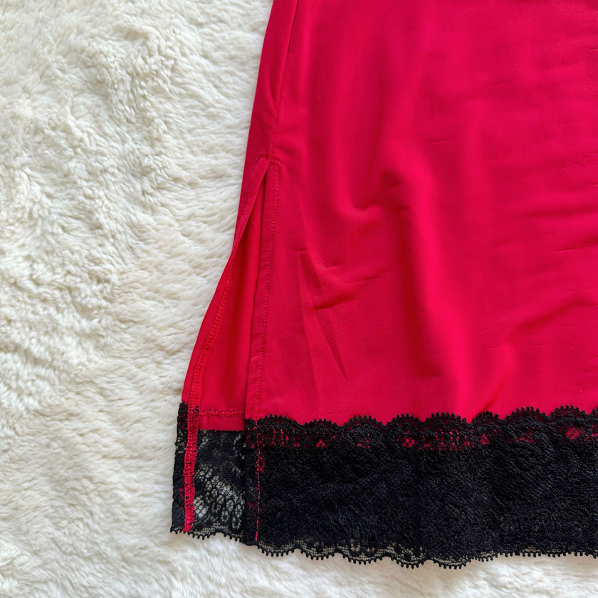 2000's crimson petal slip dress