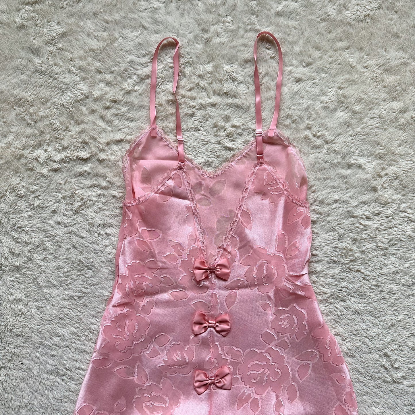 2000's peachy pink floral bow slip dress – clothingbykier
