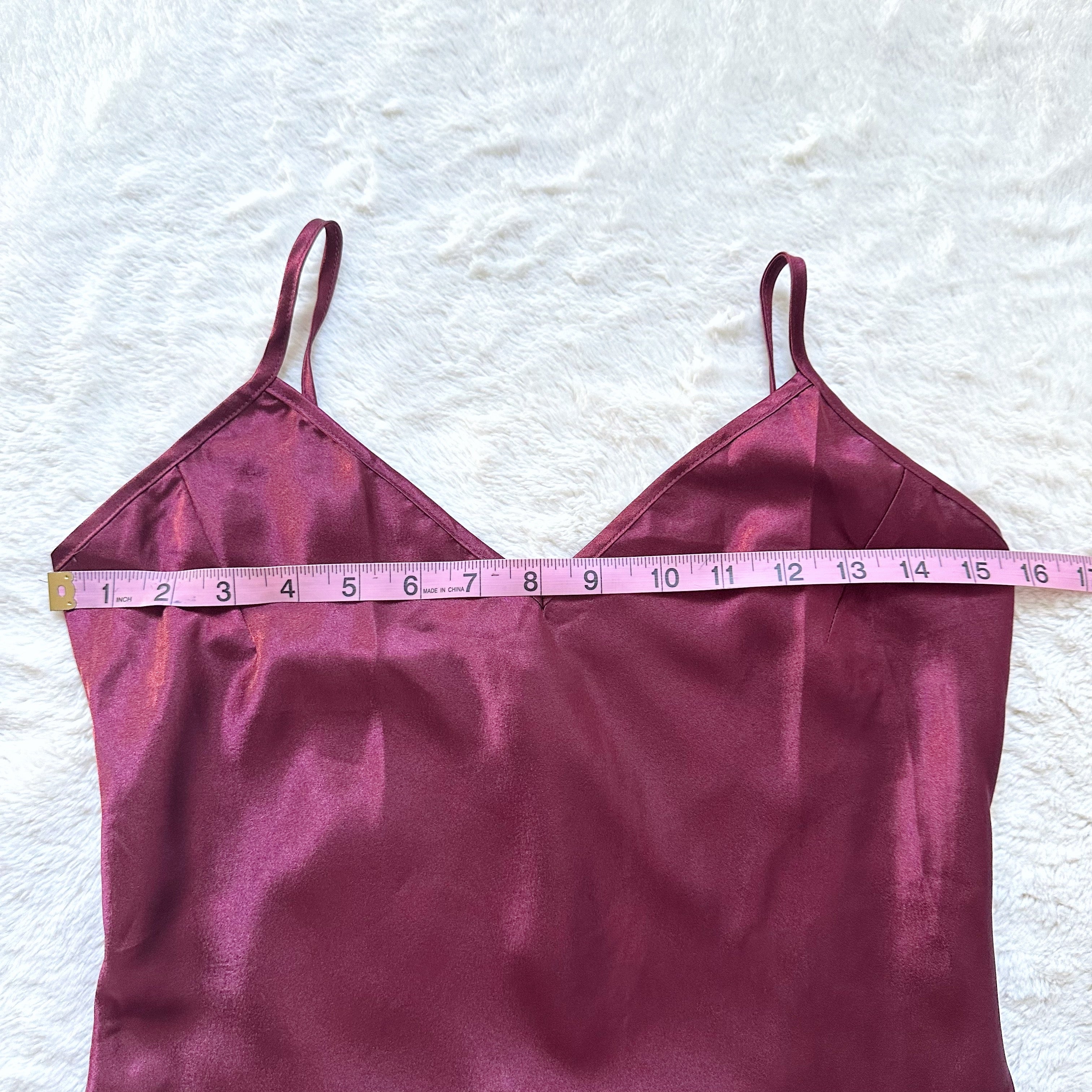 2000's burgundy satin slip dress