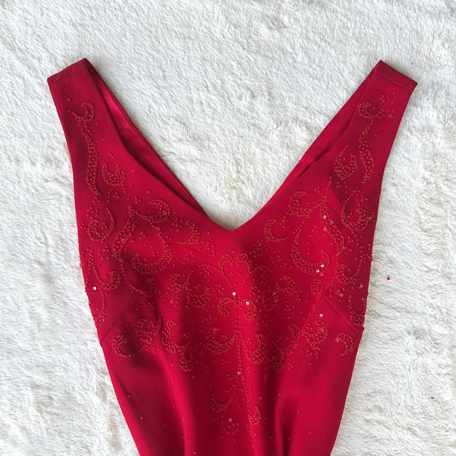 1990's scarlet veil gown