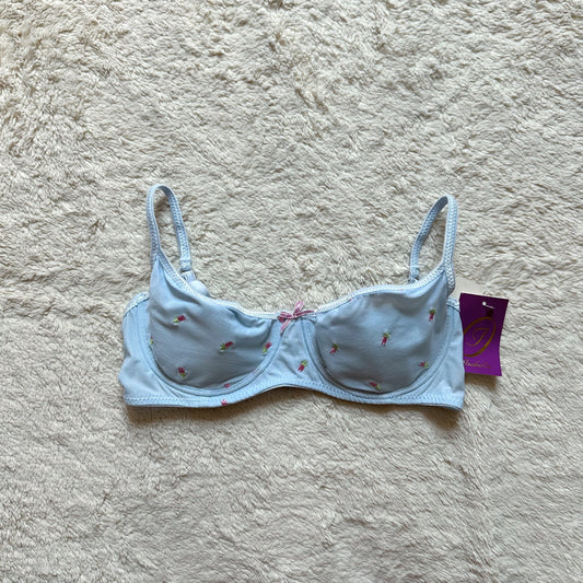 2000's blue floral embroidered bra