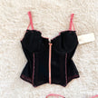 2000's noir rose bustier set