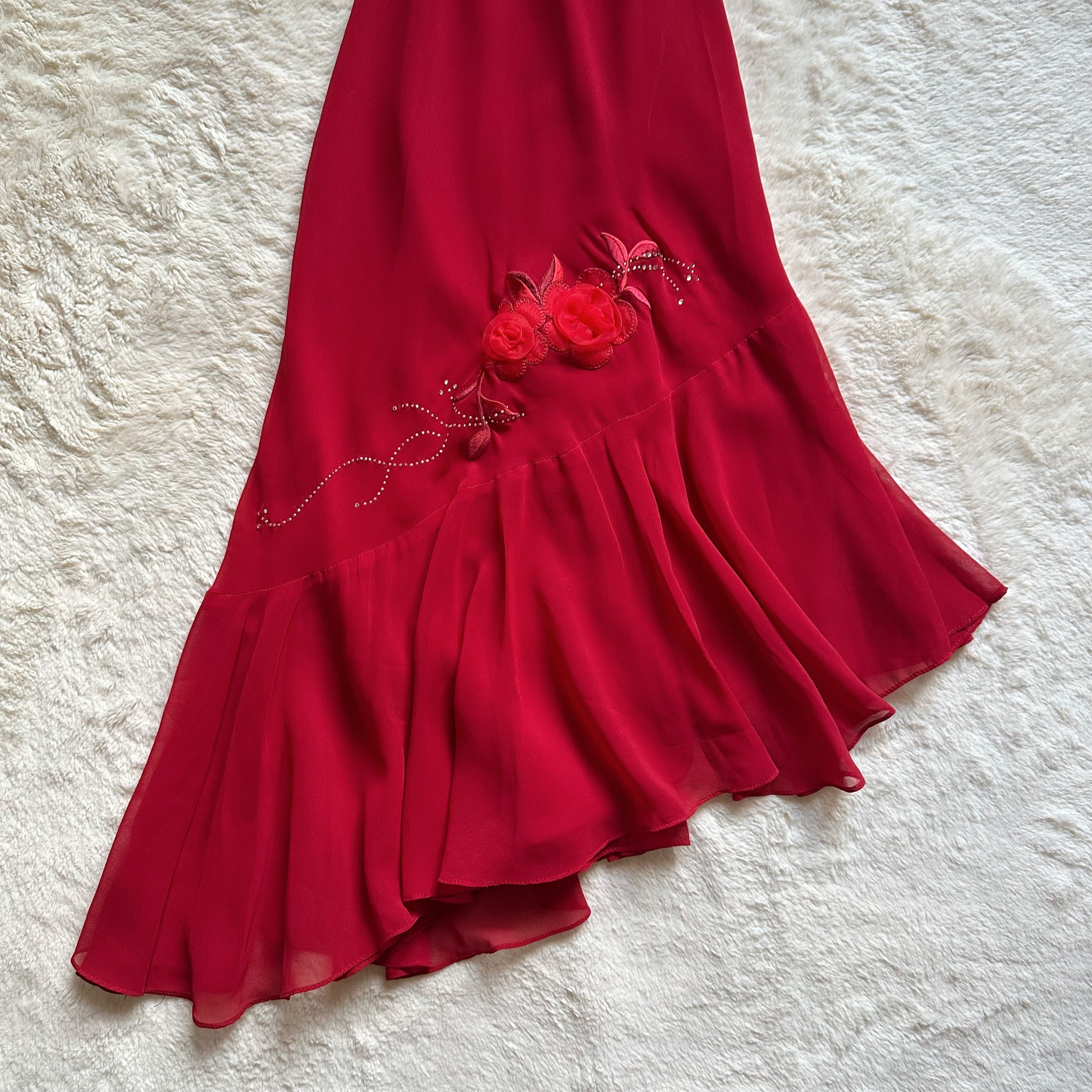 1990's rose waltz dress