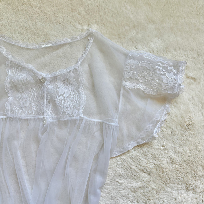 1980's halo lace peignoir
