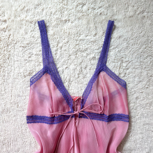 2000's persian pink + purple split front slip