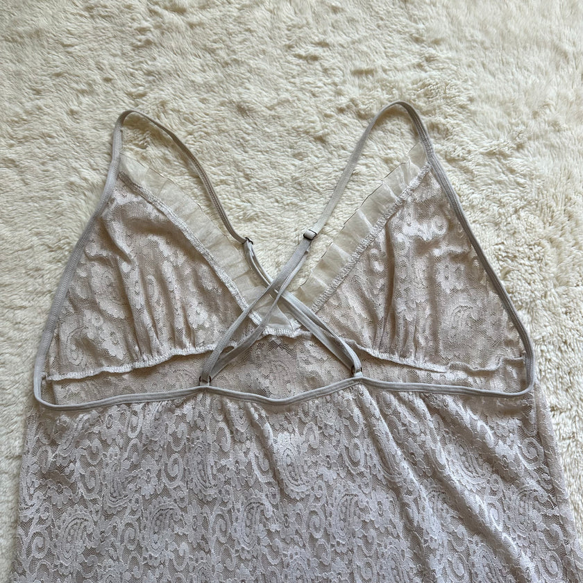 2000's ivory chantilly slip dress