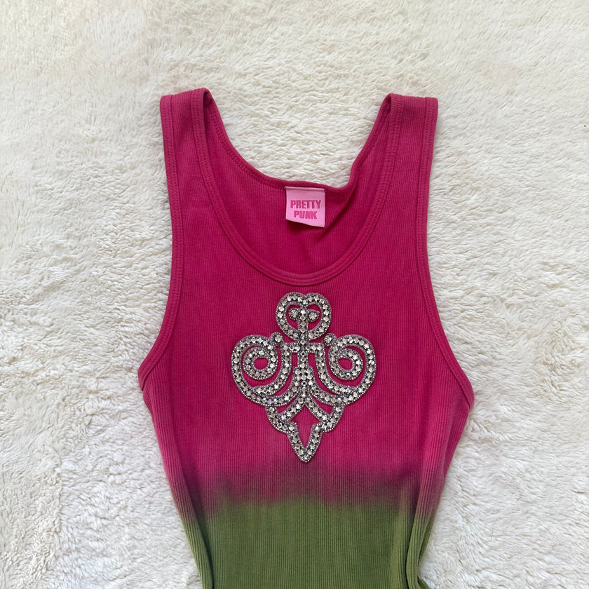 2000's watermelon rhinestone camisole
