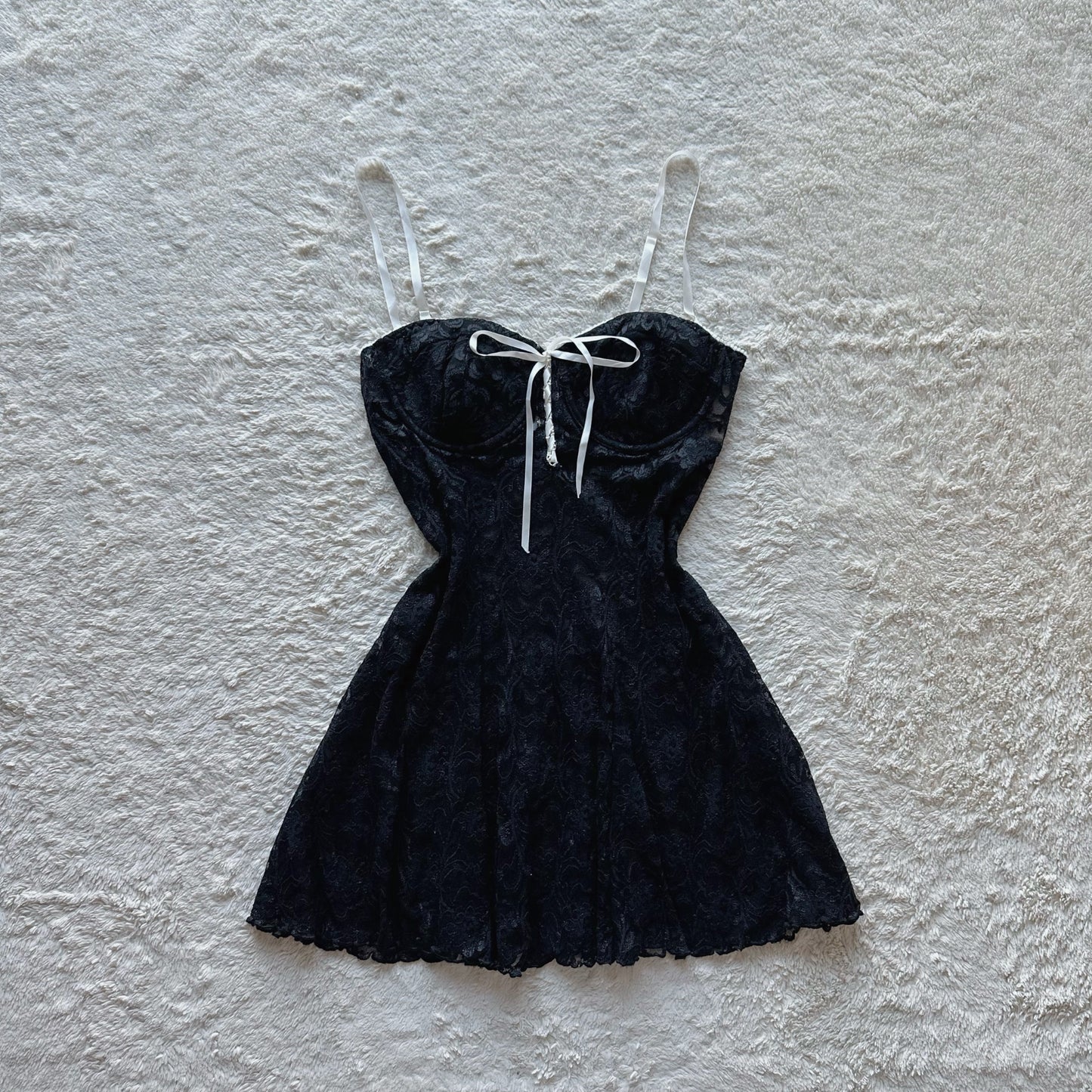 2000's lace up ribbon slip dress