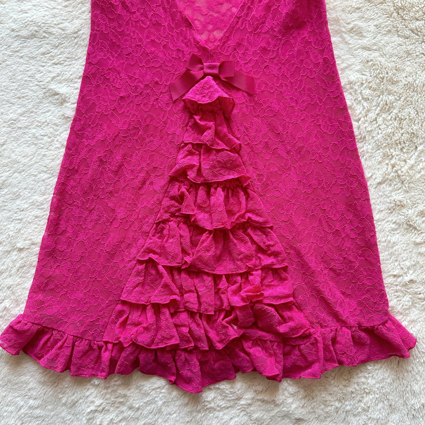 2010 hot pink lacy ruffle slip