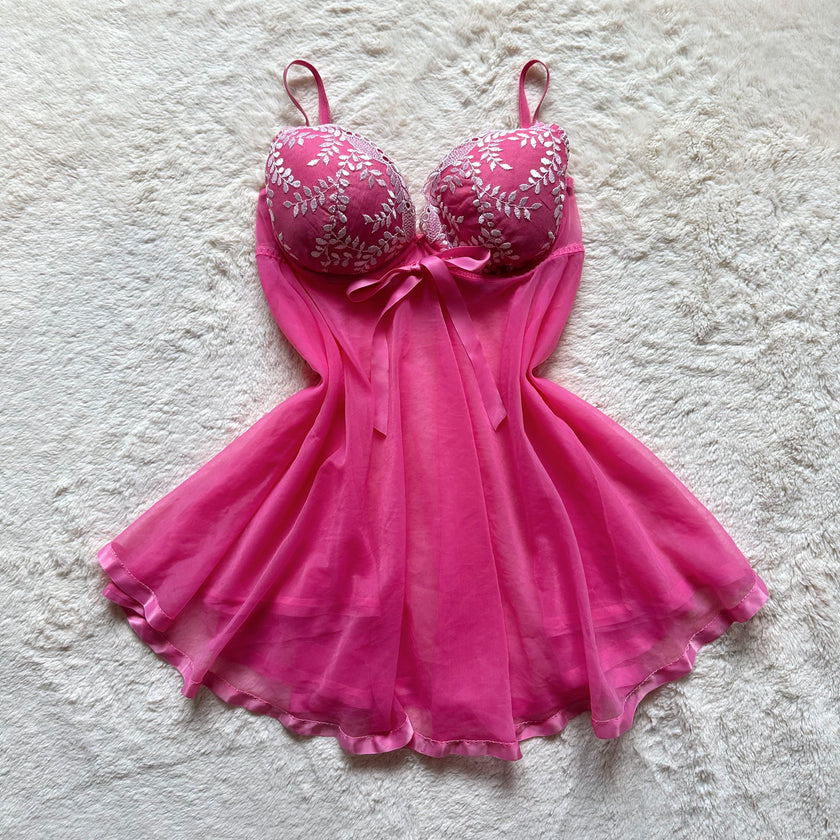 2000's coquette blossom babydoll slip dress