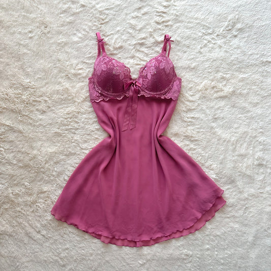 2000's berry princess babydoll slip dress