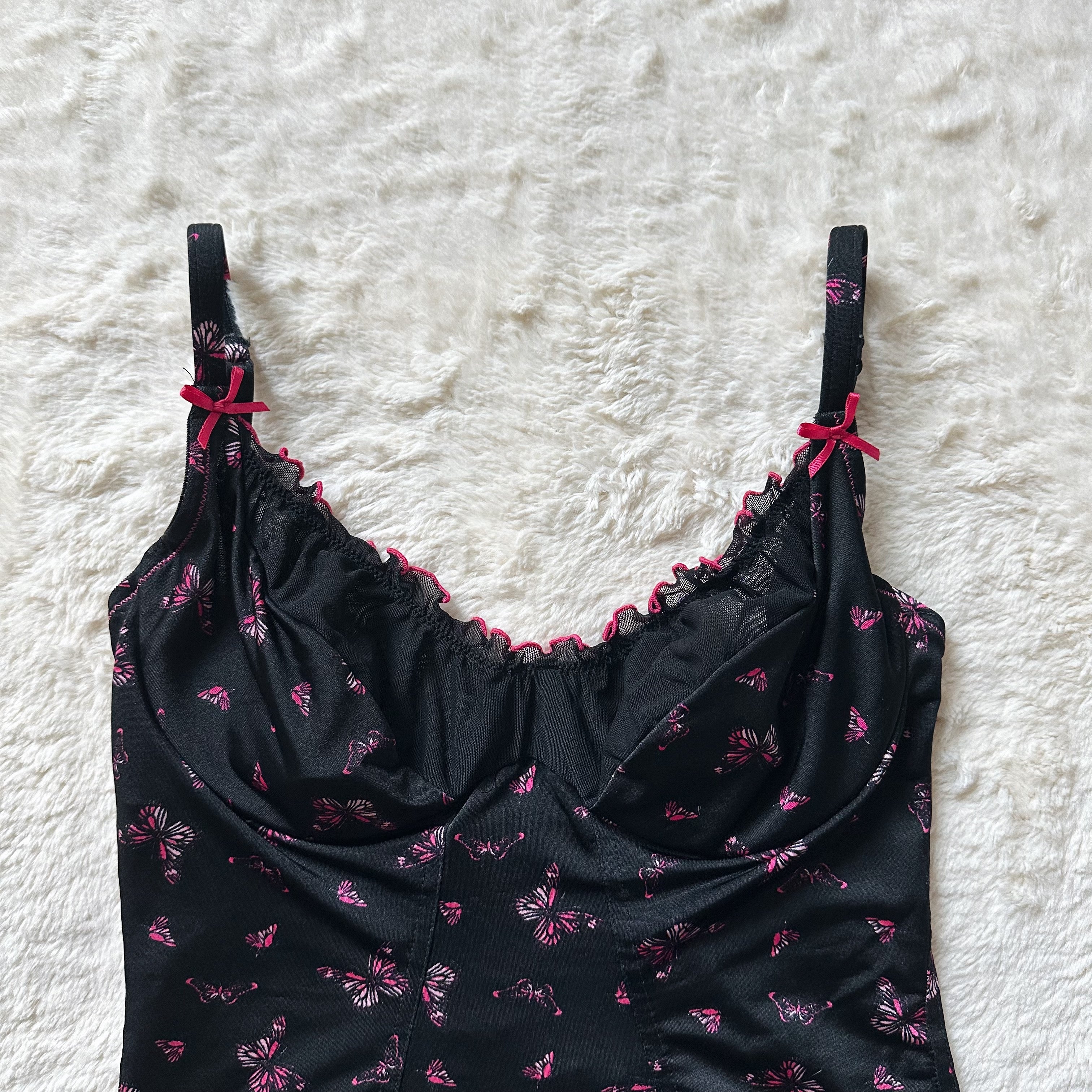 2000's midnight butterfly corset top