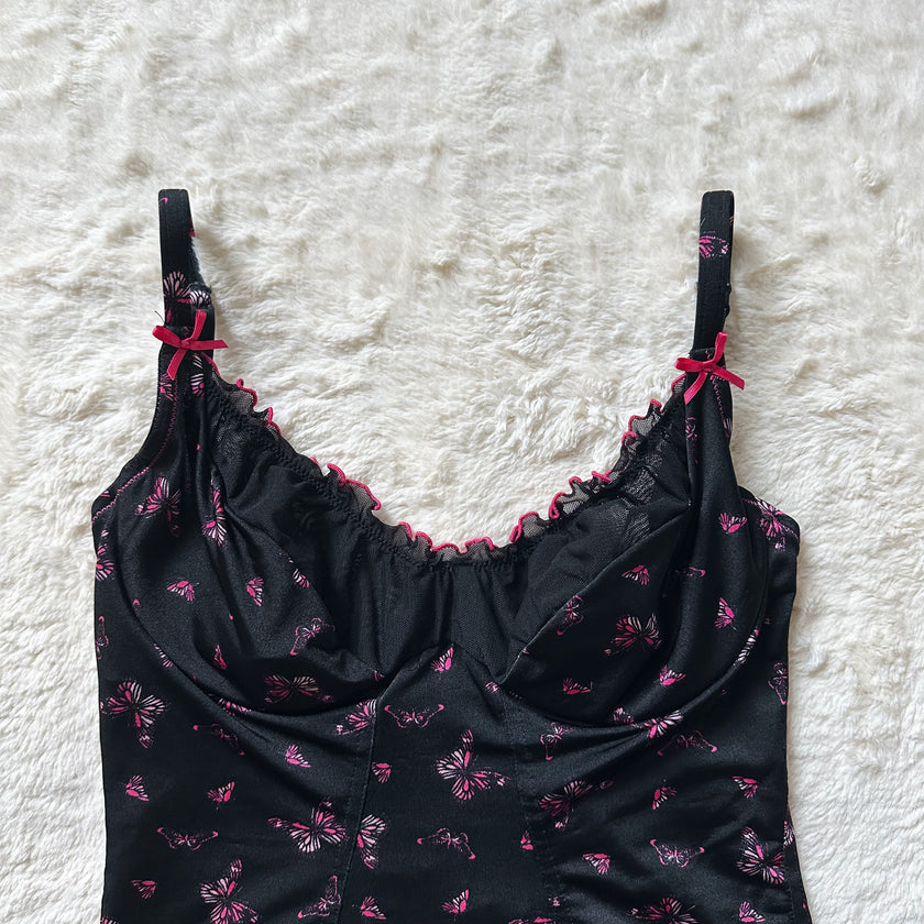 2000's midnight butterfly corset top