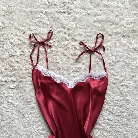 2000's scarlet satin lace slip