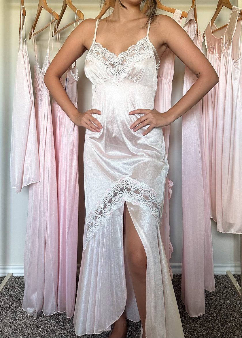 1980's ivory lace heirloom gown