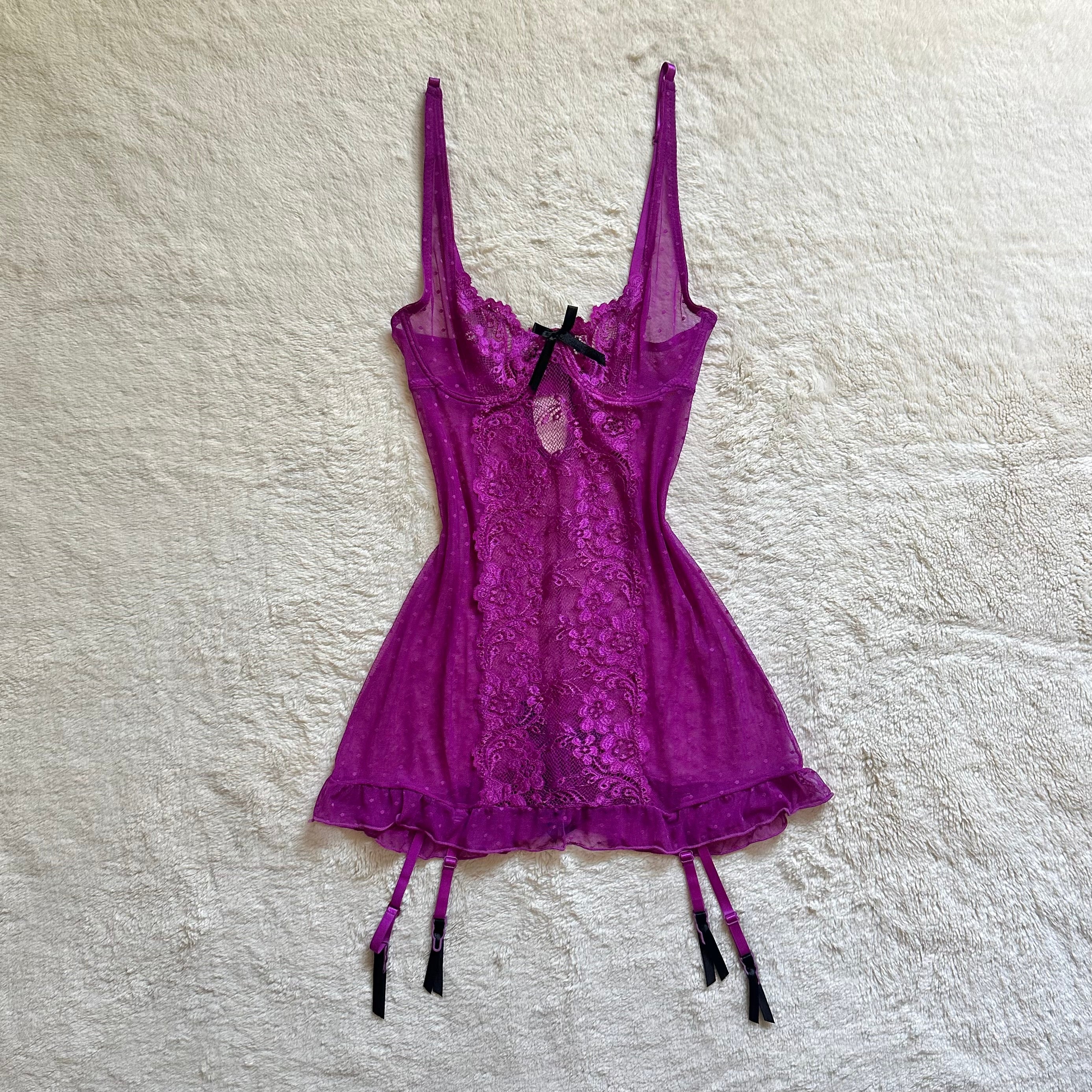 2000's bold berry garter slip dress