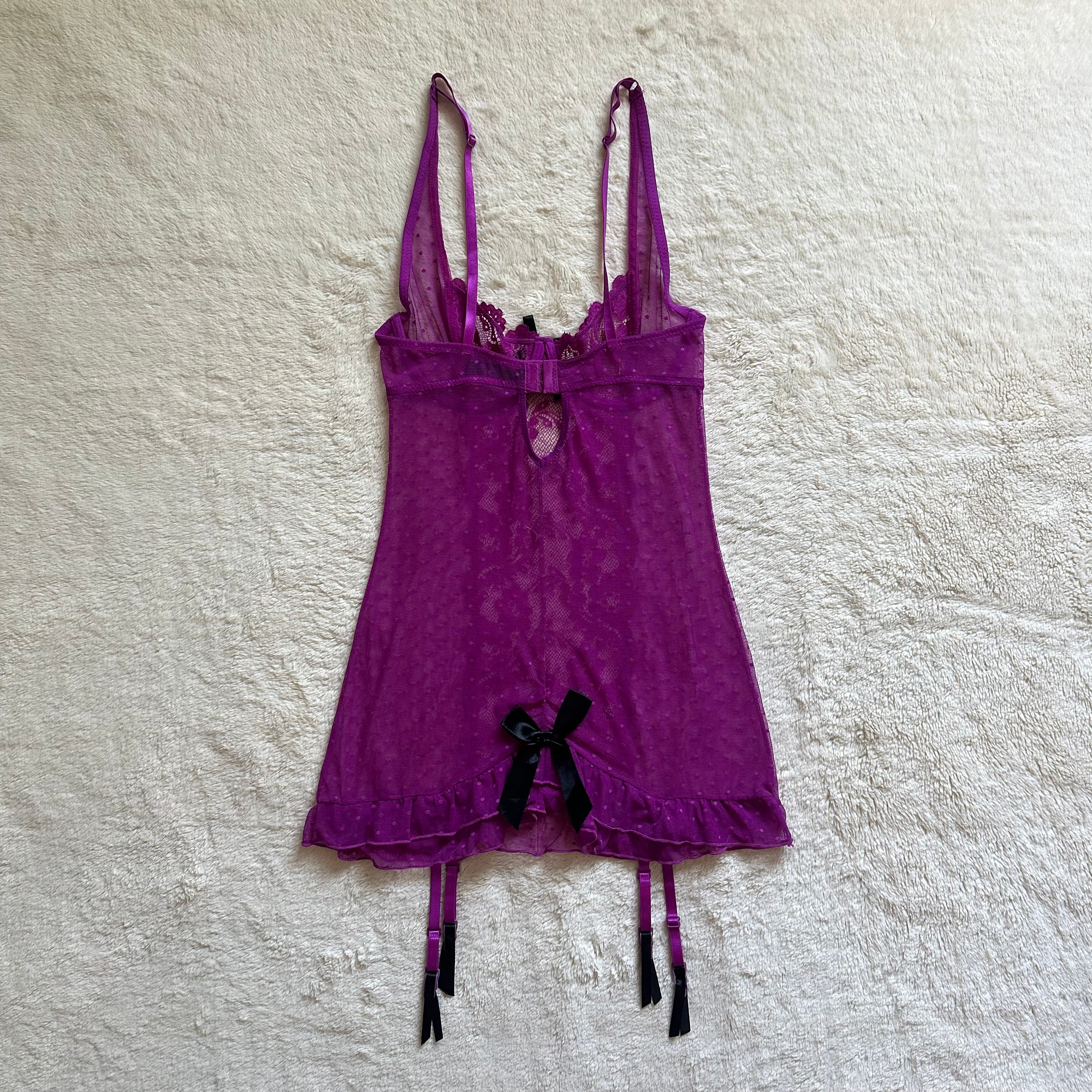 2000's bold berry garter slip dress