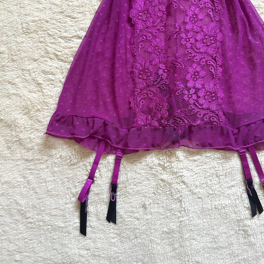 2000's bold berry garter slip dress