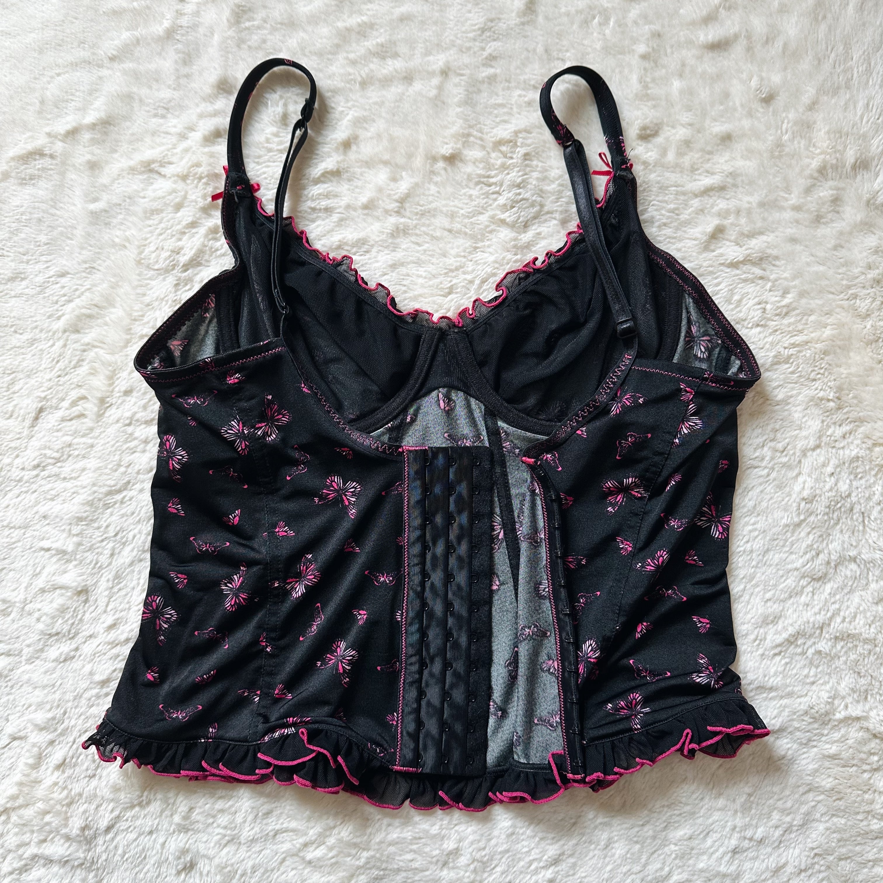 2000's midnight butterfly corset top