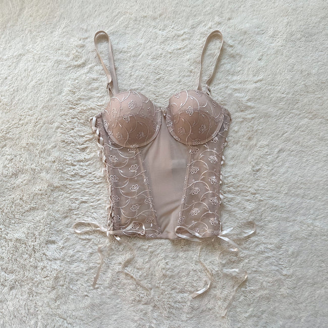 2000's cream petal bustier