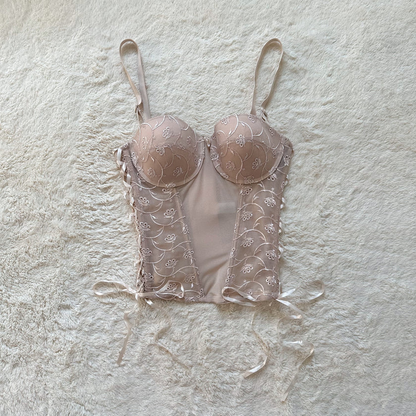 2000's cream petal bustier