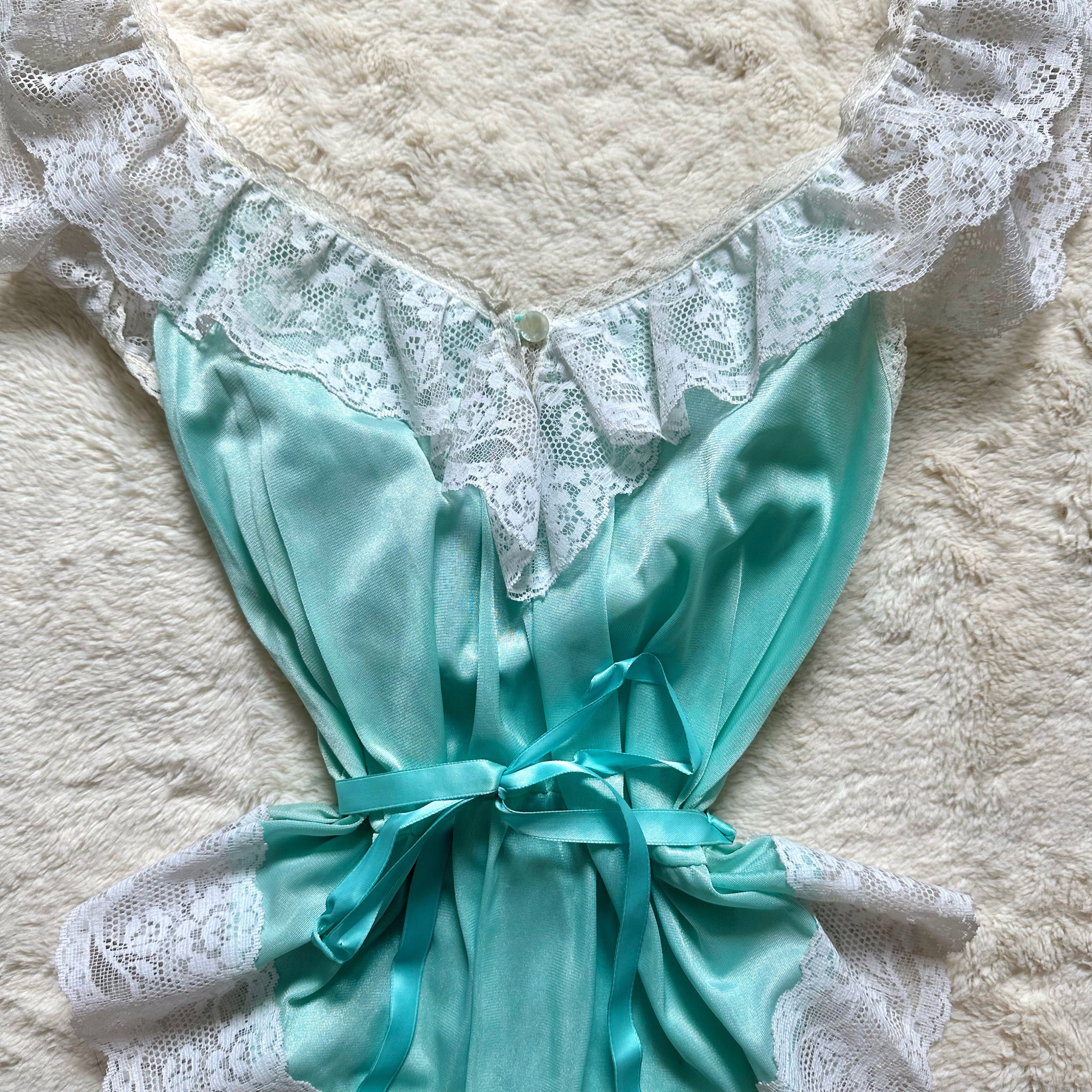 1980's aqua ruffle teddy