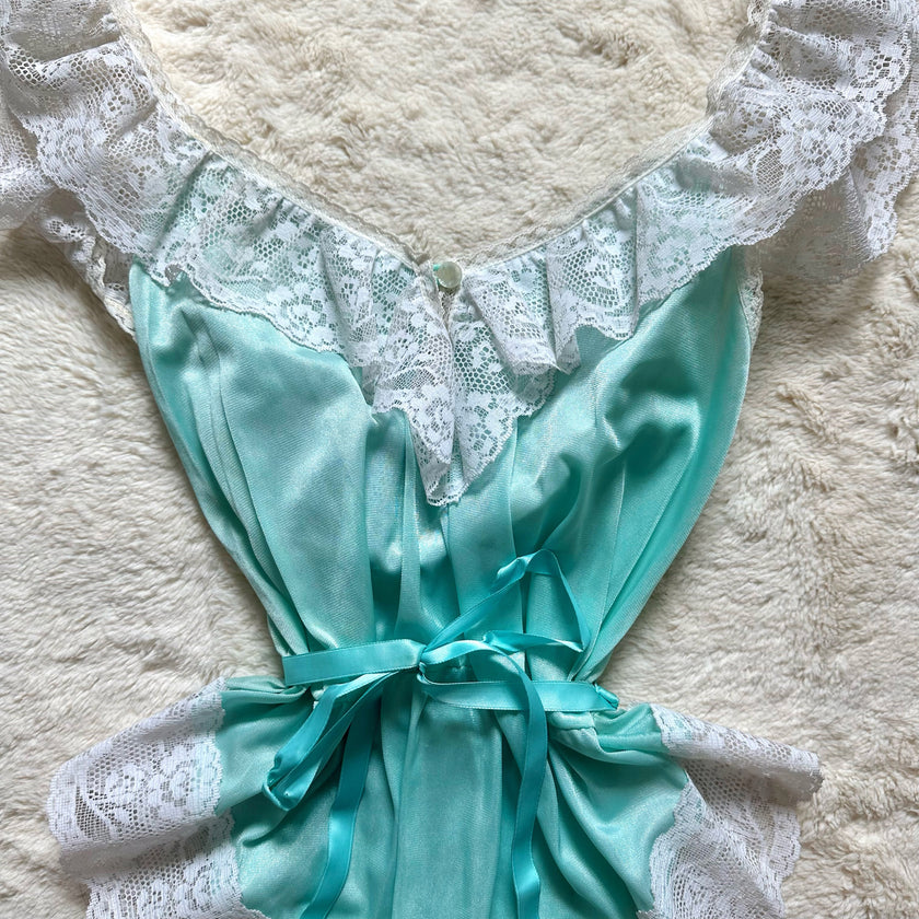 1980's aqua ruffle teddy
