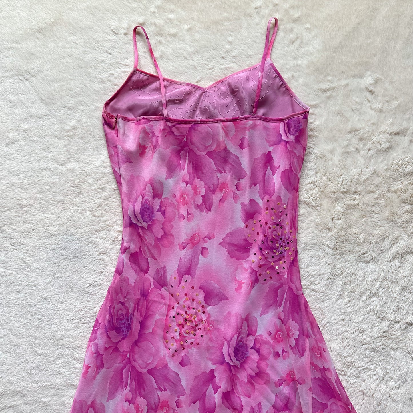 1990's fuchsia flutter dress