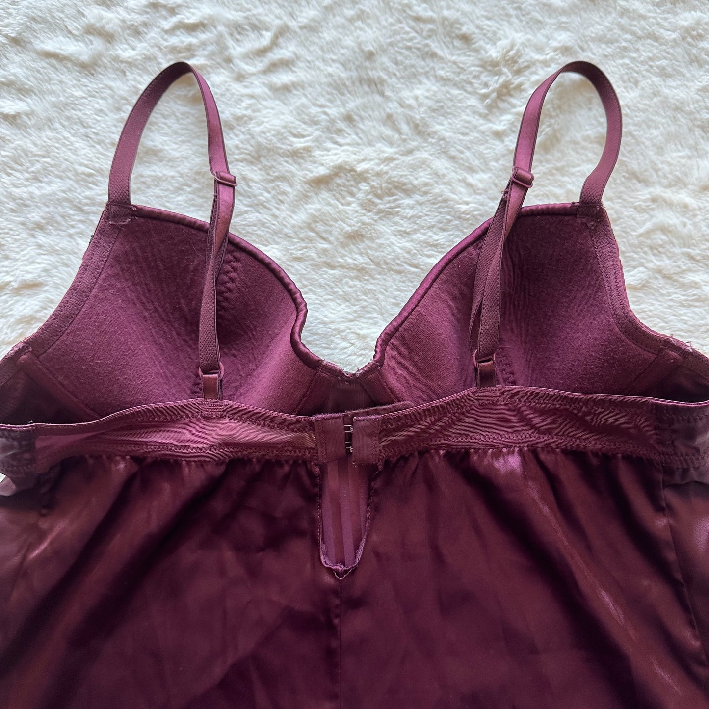 2000's burgundy + black pinstripe slip dress