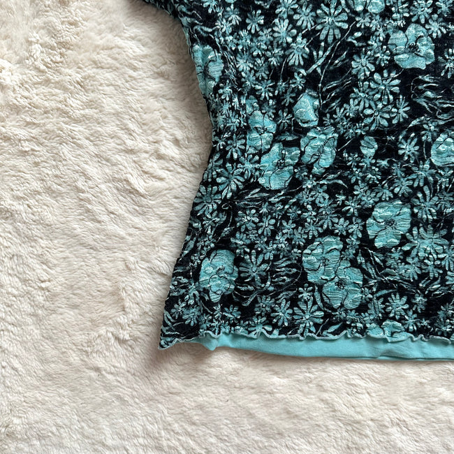 2000's teal skies top
