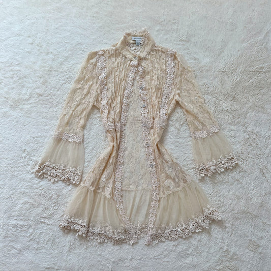 2000's wheat lace cardigan