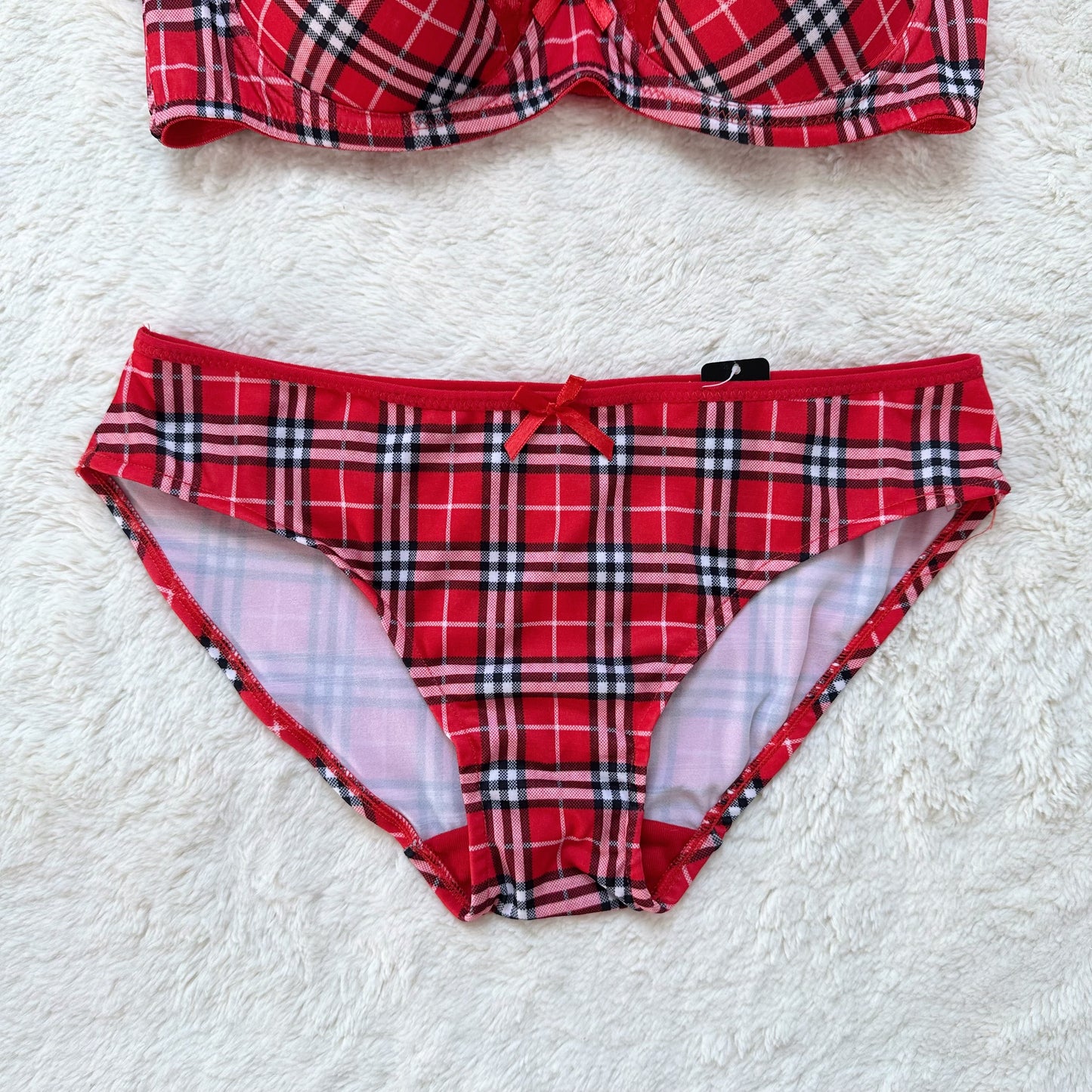 2000's cabin plaid bra + panty set
